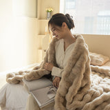 Double-sided Rabbit Fleece Blanket Solid Color Faux Fur Plush Blanket Soft Warm Throw Blanket For Couch Sofa Nap Blanket For Winter - V.I.P Digital Presence