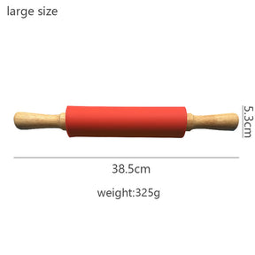 Wooden Handle Silicone Rolling Pin Rolling Pin Roller Flour Pin Small Medium And Large Household Baking Tools And Kitchenware - V.I.P Digital Presence