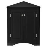 Black Triangle Bathroom Storage Cabinet with Adjustable Shelves, Freestanding Floor Cabinet for Home Kitchen - V.I.P Digital Presence