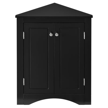 Black Triangle Bathroom Storage Cabinet with Adjustable Shelves, Freestanding Floor Cabinet for Home Kitchen - V.I.P Digital Presence
