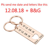 Personalized Heart Keychain Set  Engraved King Date and Name Love Keyring Gift for Couples Girlfriend Boyfriends Key Chain Rings - V.I.P Digital Presence