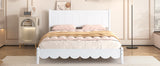 Queen Size Wood Platform Bed Frame, Retro Style Bed with Rectangular Headboard,No Need Box Spring,White - V.I.P Digital Presence