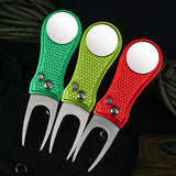 Golf Green Fork Aluminum Handle Folding Spring Repair Tool Gift New