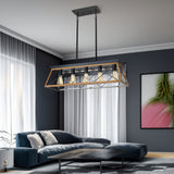 Farmhouse Chandeliers With 5 Bulbs For Dining Room Walnut - V.I.P Digital Presence