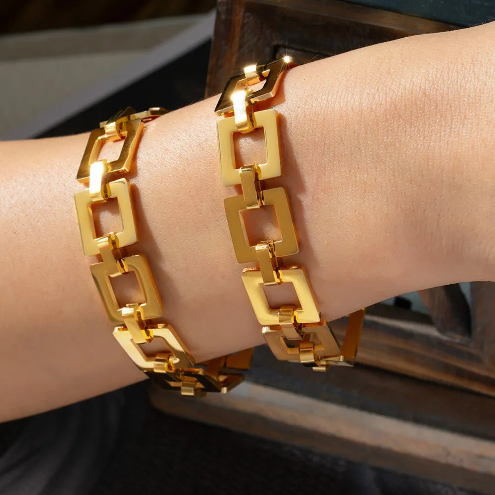 Titanium Steel Hollow Square Chain Bracelet - V.I.P Digital Presence