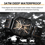 POEDAGAR Fashion Men Luxury Wristwatches Chronograph Luminous Waterproof Date Man Watch Square Dial Leather Quartz Men's Watches - V.I.P Digital Presence