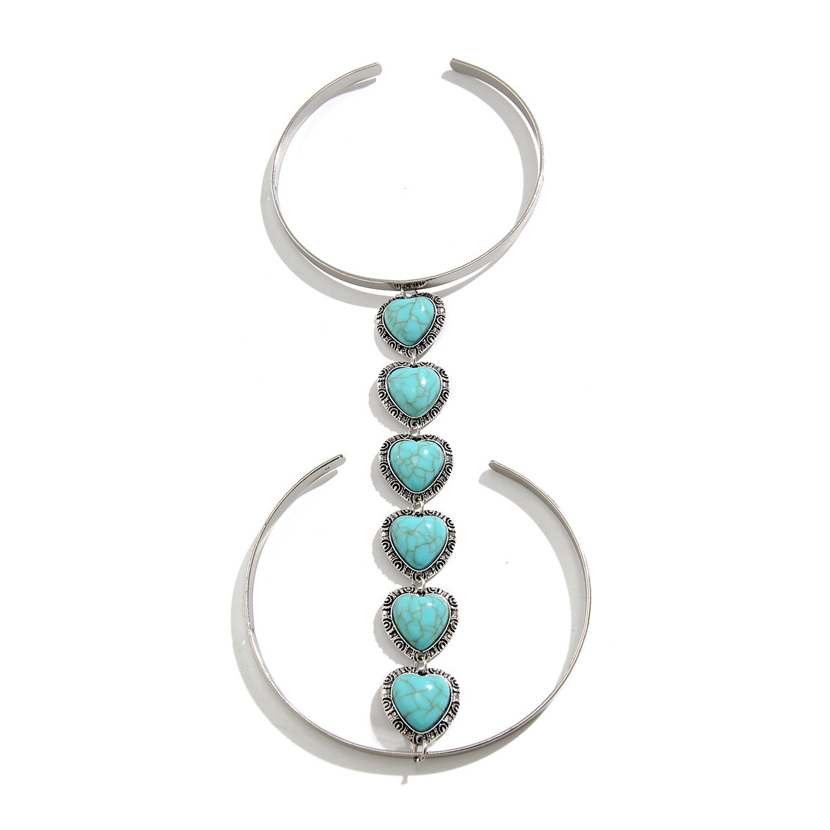 Bohemian style geometric metal arm ring Leg Chain minimalist imitation turquoise arm chain - V.I.P Digital Presence