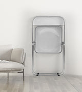 Transparent chair, stackable folding chair, PC plastic living room chair, chrome frame foldable acrylic chair, O-Clear - V.I.P Digital Presence