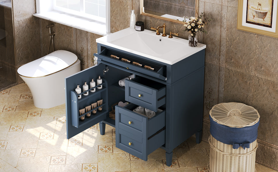 30 inch bathroom vanity with top sink, storage cabinet with 2 drawers and 1 drawer, single sink bathroom vanity - V.I.P Digital Presence