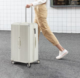 Luggage Set 4 pcs (20"/24"/29"/Travel Bag), PC+ABS Durable Lightweight Luggage with Collapsible Cup Holder、 TSA Lock, White