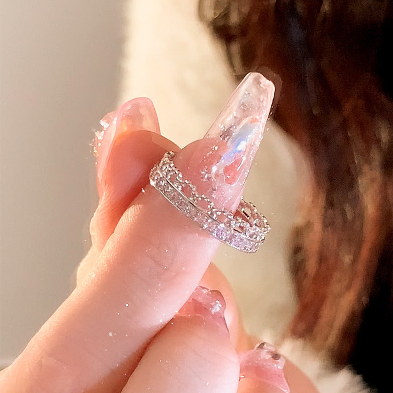 Dopamine love colored zircon diamond ring female niche index finger high-end fashion personality open ring - V.I.P Digital Presence