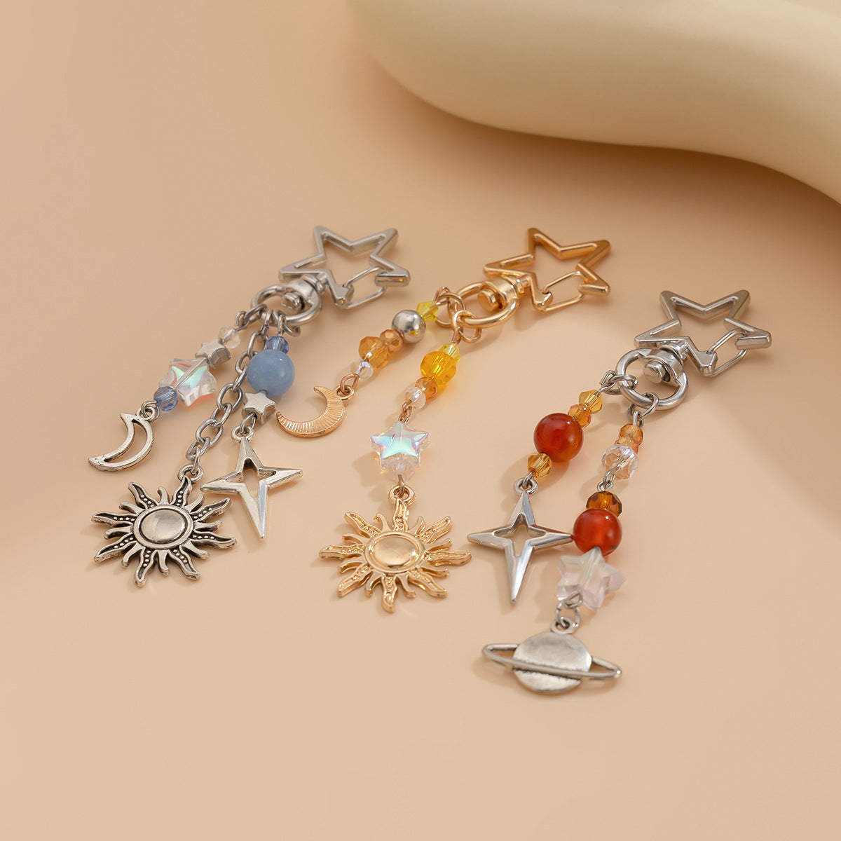 3-piece Sunflower Crystal Keychain White Pearl Weaving Spider Accessory Set - V.I.P Digital Presence