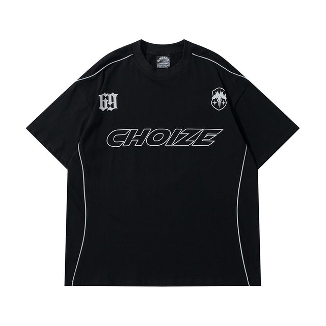 Letter printed short sleeved T-shirt men's loose sportswear American fashion brand niche summer round neck T-shirt top - V.I.P Digital Presence