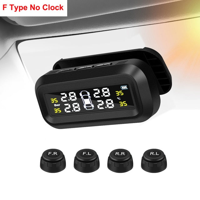 Smart Car TPMS Tire Pressure Monitoring System Solar Power Digital TMPS LCD Display USB Auto Security Alarm Tire Pressure Sensor - V.I.P Digital Presence