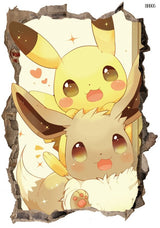 New 3D Pikachu Wall Sticker Pok é mon Wallpaper Self adhesive Cartoon Graffiti Anime Poster Children's Room PVC - V.I.P Digital Presence