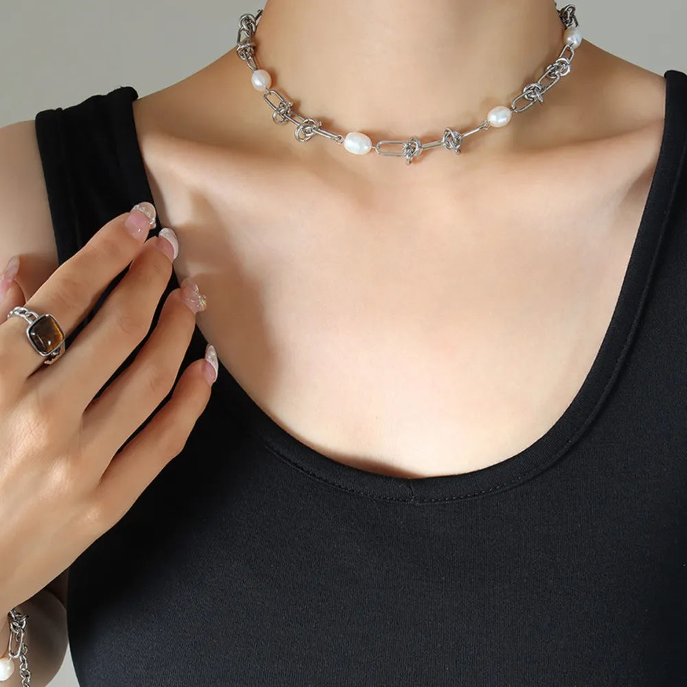 Freshwater Pearl Titanium Steel Necklace - V.I.P Digital Presence