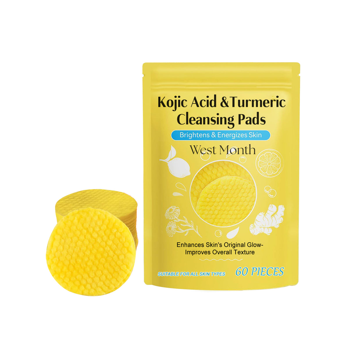 Turmeric Acid Cleaning Pad Brightening Cleaning Gentle Moisturizing Nourishing Care Cleansing Pad