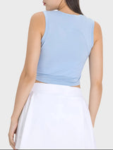 Drawstring Ruched Wide Strap Active Tank - V.I.P Digital Presence