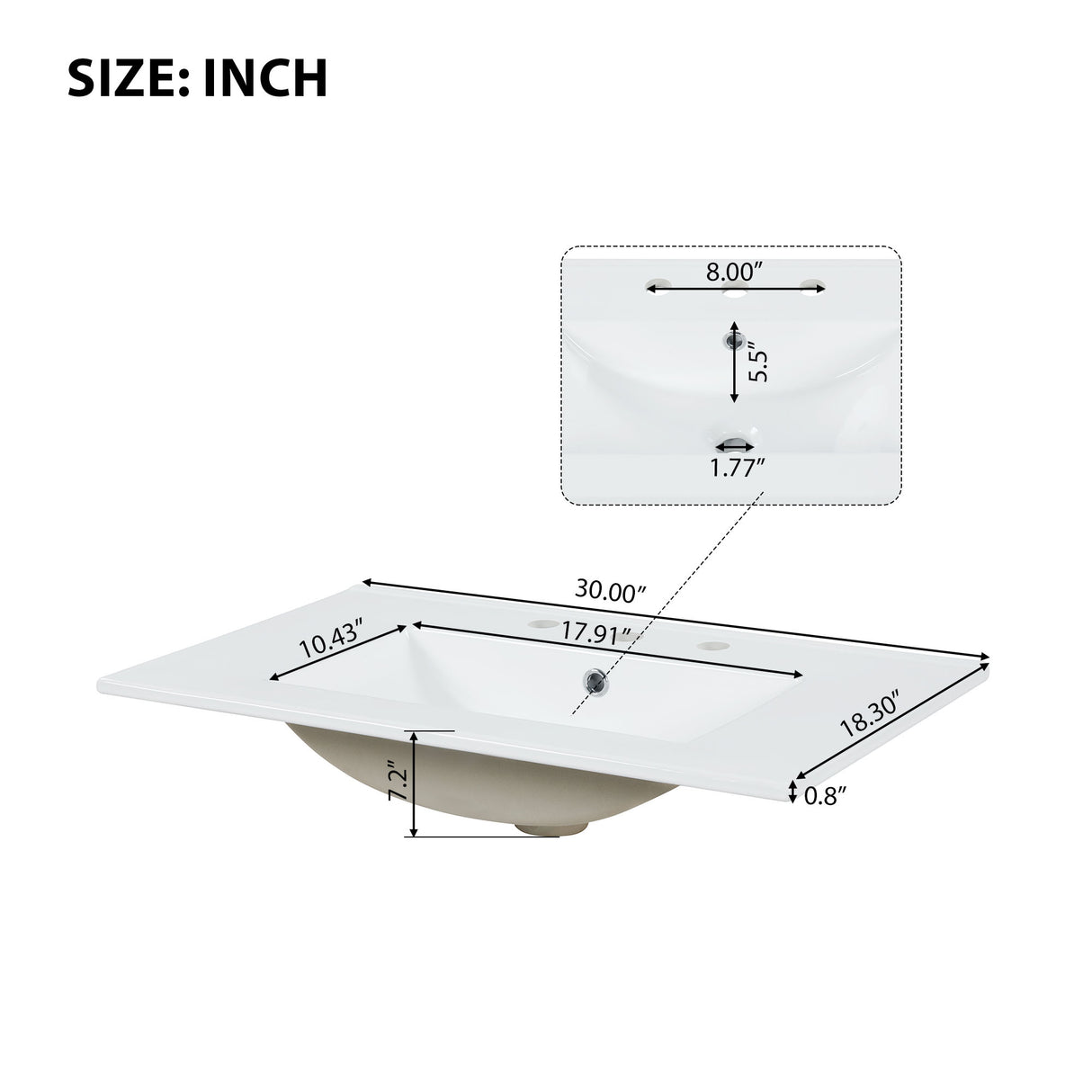 30" Bathroom Vanity with Sink, Bathroom Vanity Cabinet with Two Drawers and Door, Adjustable Shelf, Solid Wood and MDF, Black - V.I.P Digital Presence