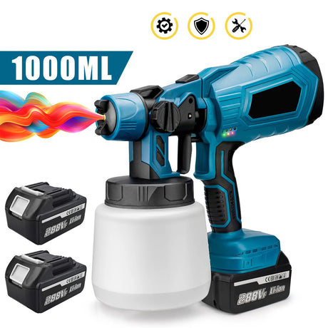 1000ML Electric Spray Gun High Power Cordless Paint Sprayer HVLP Auto Furniture Steel Coating Airbrush For Makita 21V Battery - V.I.P Digital Presence