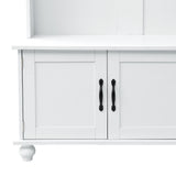 ON-TREND Modern Style Hall Tree with Storage Cabinet and 2 Large Drawers, Widen Mudroom Bench with 5 Coat Hooks, White - V.I.P Digital Presence