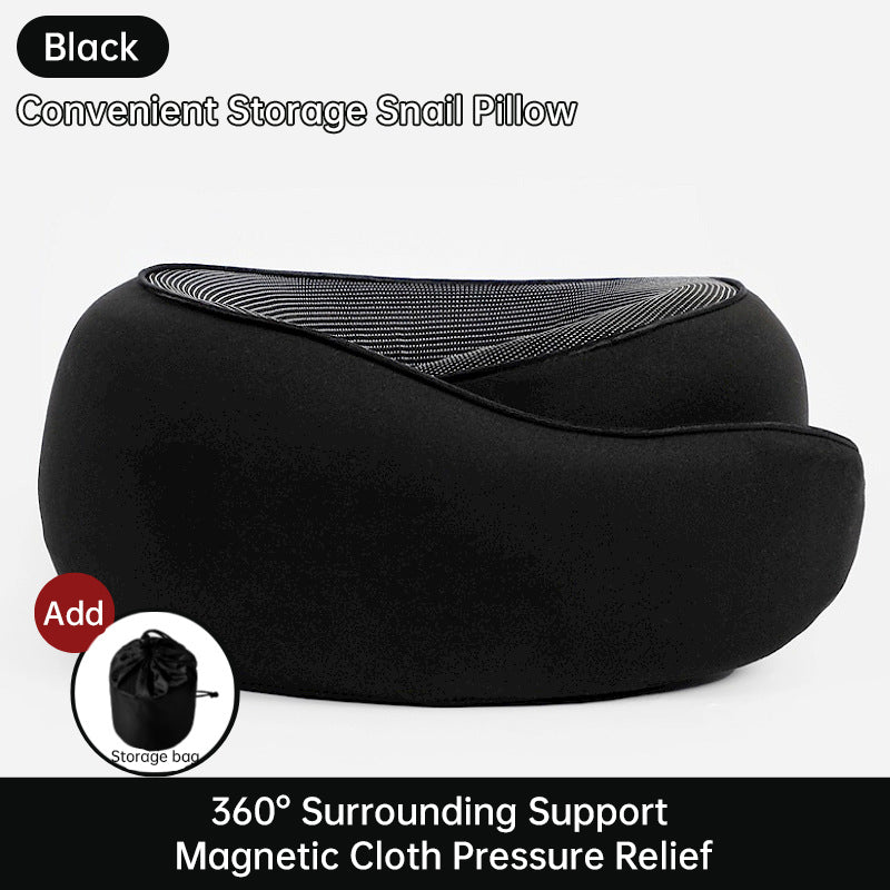 Travel Neck Pillow Memory Foam U-shaped Pillow Snail Style Travel Neck Support Portable Adjustable Soft Noon Break Sleep Pillows - V.I.P Digital Presence