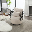 COOLMORE Upholstered Tufted Living Room Chair Textured Linen Fabric Accent Chair with Metal Stand - V.I.P Digital Presence
