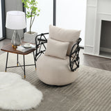 COOLMORE Upholstered Tufted Living Room Chair Textured Linen Fabric Accent Chair with Metal Stand - V.I.P Digital Presence