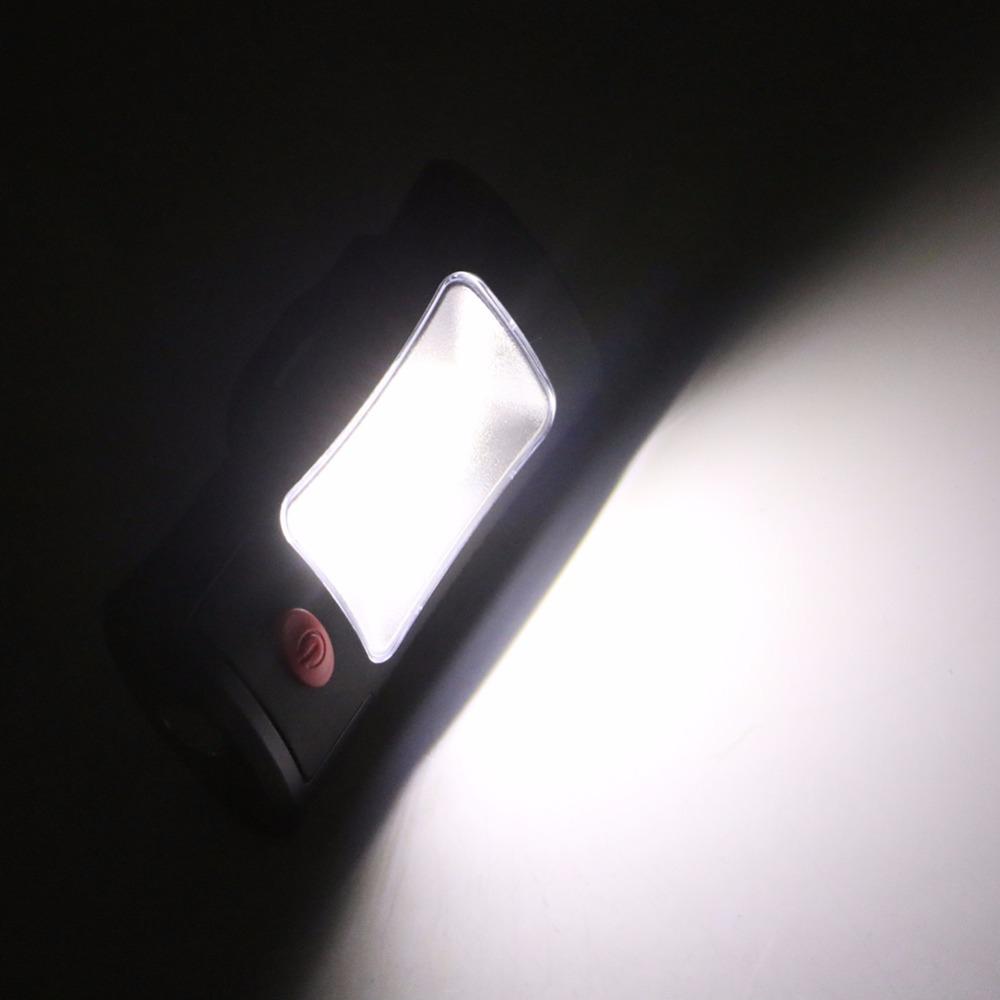 Linterna LED COB de 2 modos con gancho plegable magnético para colgar, ideal para iluminación práctica, 3 pilas AAA