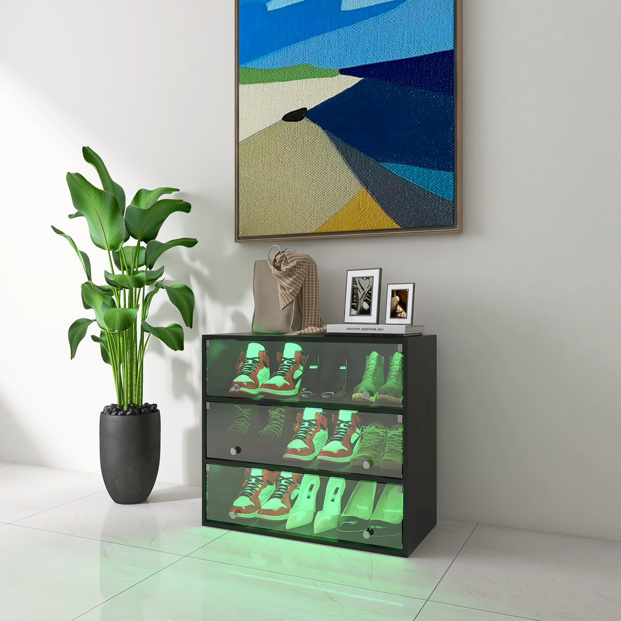LED light shoe box three layers with glass doors - V.I.P Digital Presence