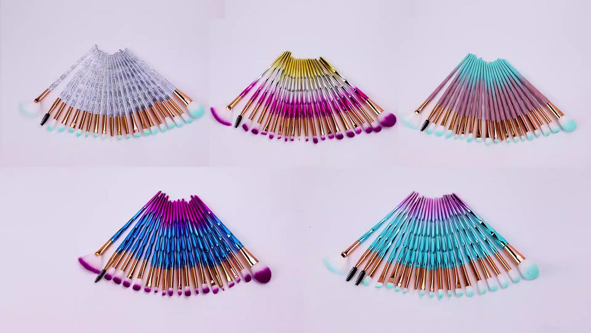 20 sets of diamond transparent handle eye shadow makeup brush multifunctional eye makeup tool - V.I.P Digital Presence