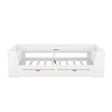 Upholstered Daybed with Trundle, Wood Slat Support,Upholstered Frame Sofa Bed Twin Blue - V.I.P Digital Presence
