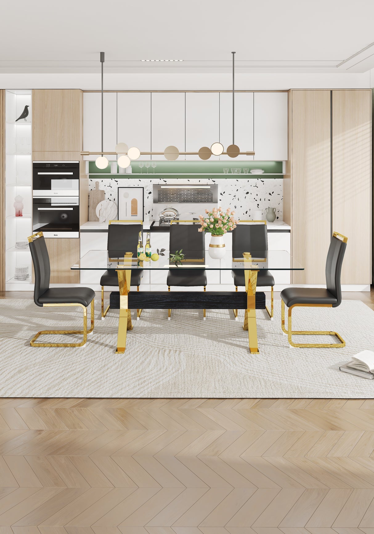Dining table Modern tempered glass dining table Large modern office desk - V.I.P Digital Presence