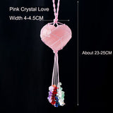 Pink Crystal Love Pendant Pink Crystal Original Stone Heart shaped Peach Heart Colorful Crushed Stone Tassel Pendant - V.I.P Digital Presence