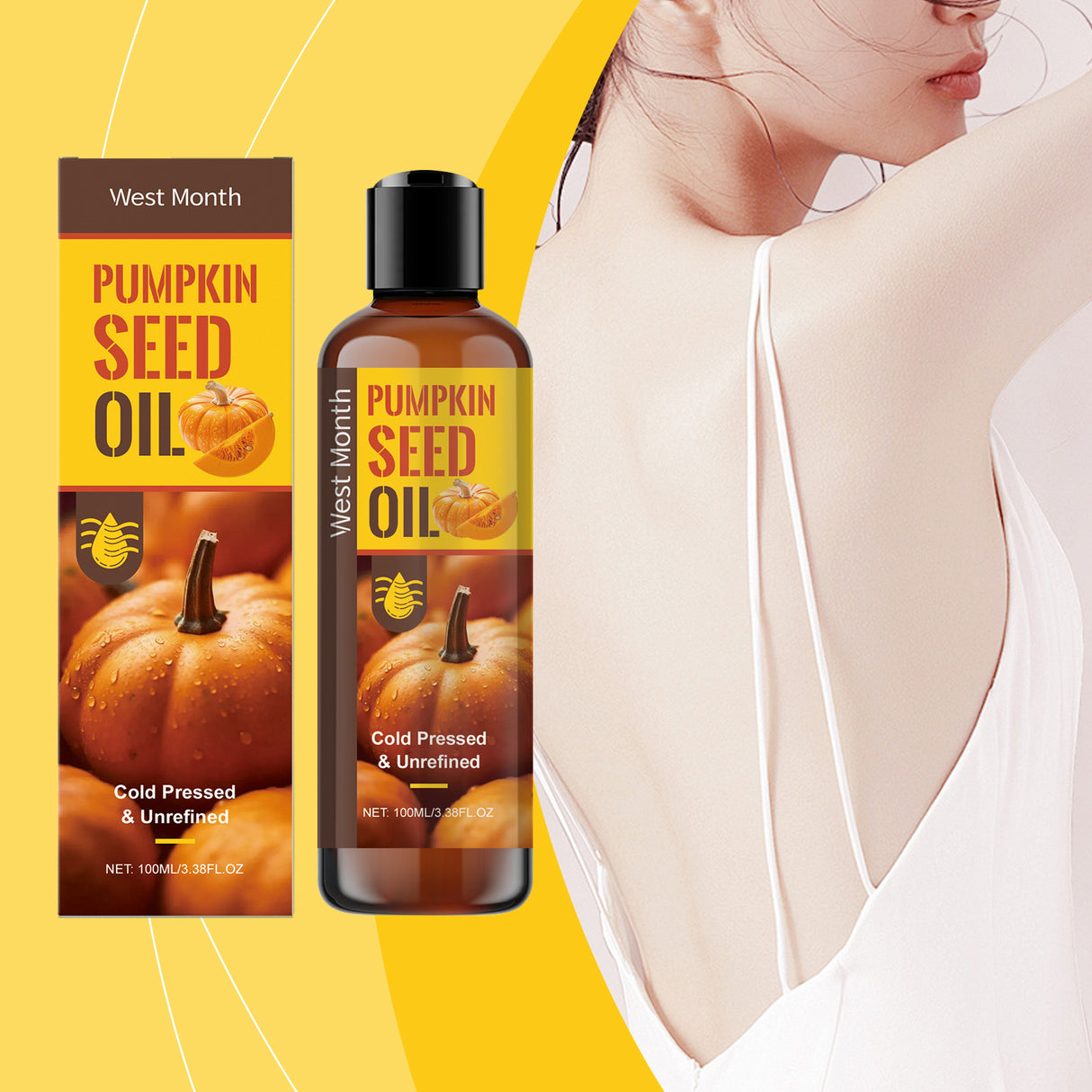 Aceite para el cuidado corporal que hidrata y nutre la piel del cuerpo, suaviza el cabello. Aceite esencial para el cuidado diario.