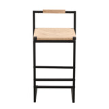 Set of 2 Bar Stools with Back Paper Rope Woven Counter Height Dining Chairs for Kitchen Home (Paper Rope with Back)