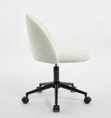 Velvet fabric office chair, mid back adjustable rotating computer chair, black legs, cushioned office chair with wheels ，White - V.I.P Digital Presence