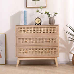 31.5 "3-Drawers Rattan Storage Cabinet Rattan Drawer,for Bedroom,Living Room,Natural - V.I.P Digital Presence