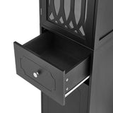 Tall Bathroom Cabinet, Freestanding Storage Cabinet with Drawer and Doors, MDF Board, Acrylic Door, Adjustable Shelf, Black - V.I.P Digital Presence
