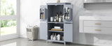 Bathroom floor storage cabinet, bathroom storage cabinet, 4-door independent cabinet, adjustable shelf, adaptive shelf, gray - V.I.P Digital Presence