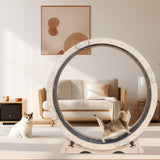 Cat Exercise Wheel for Indoor Cats, Cat Running Wheel with Carpeted Runway, 41" Natural Wood Color - V.I.P Digital Presence