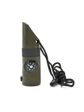 NEW 7 in 1 Survival Whistle Hiking Whistle Compass Mirror Flashlight Magnifier LED Light Thermometer Storage Compass Tool - V.I.P Digital Presence