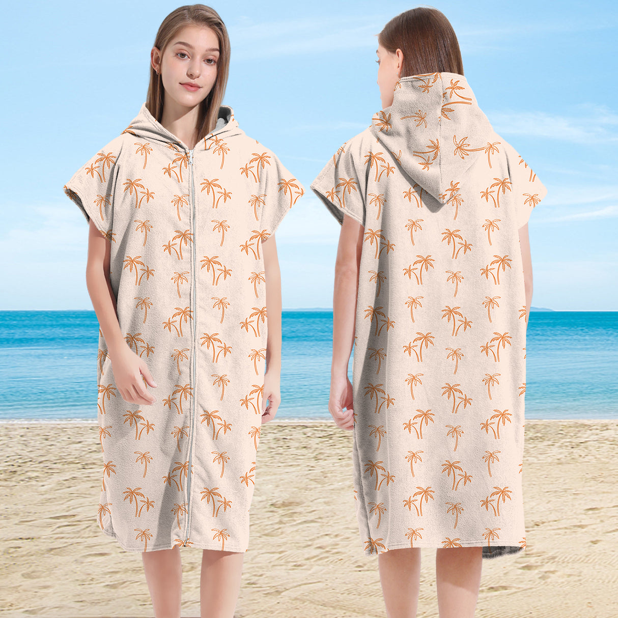 Hooded Towel Ultra-fine Fiber Zipper Wearable Bathrobe Cape Beach Towel - V.I.P Digital Presence