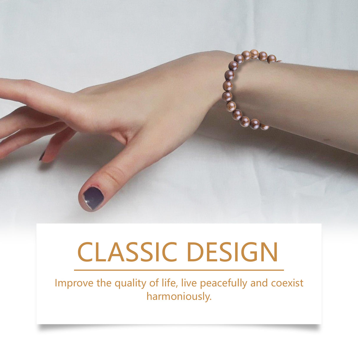 Gold Wire Sandalwood Bead Hand Daily Wear Decoration Simple Fashion 100 With Decorative Wooden Bead Bracelet - V.I.P Digital Presence