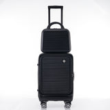 Carry-on Luggage 20 Inch Front Open Luggage Lightweight Suitcase with Front Pocket and USB Port, 1 Portable Carrying Case Black