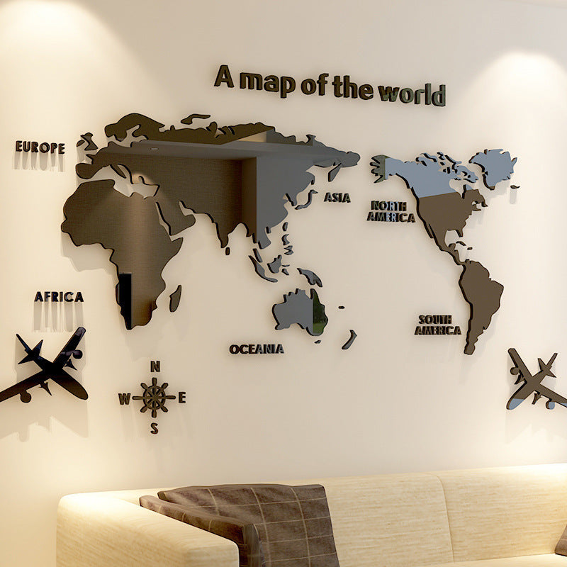 Creative Home Background Wall Stickers Acrylic 3D Wall Stickers Living Room TV Background M70- Map - V.I.P Digital Presence