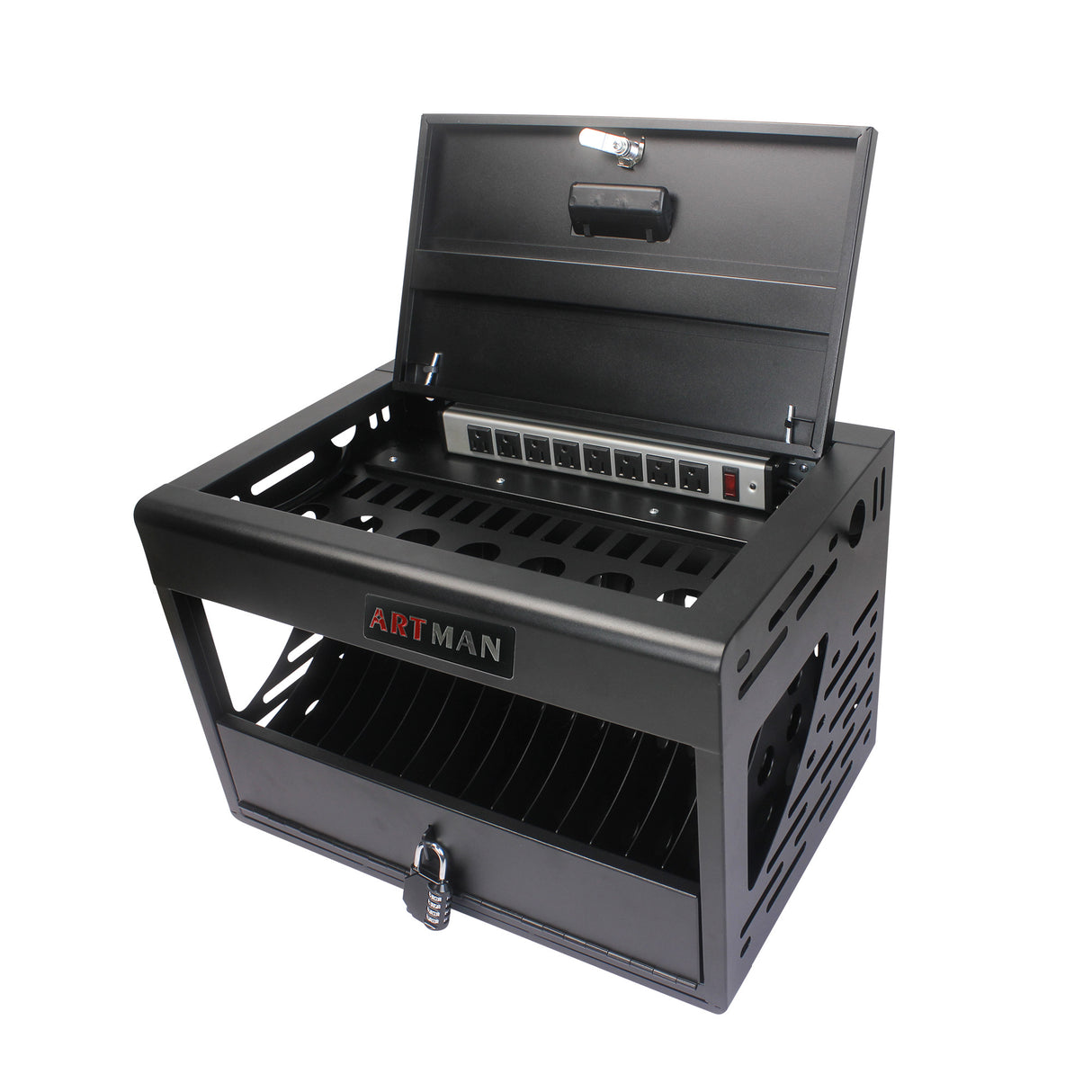 16 Bay Charging Cabinet for Laptop Chromebook Locking Charging Station-BLACK - V.I.P Digital Presence