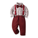 Children's Clothing Autumn Korean Version Multi-Color Plaid Long Sleeve Cotton Shirt Suspenders Boys' Suit - V.I.P Digital Presence