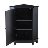 Black Bathroom Cabinet Triangle Corner Storage Cabinet with Adjustable Shelf Modern Style MDF Board - V.I.P Digital Presence