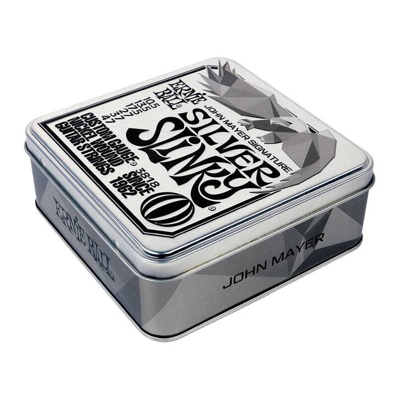 Ernie Ball John Mayer Silver Slinky Nickel Wound Electric Guitar Strings 3-Pack Tin - 10.5-47 Gauge - V.I.P Digital Presence